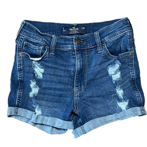 Hollister High Rise 3 Inch Inseam Destructed Distressed Jean Short Size 3